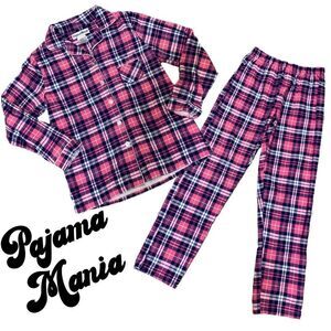 PajamaMania Women's Cotton Flannel Long Sleeve Button-Down Pajamas PJ Set